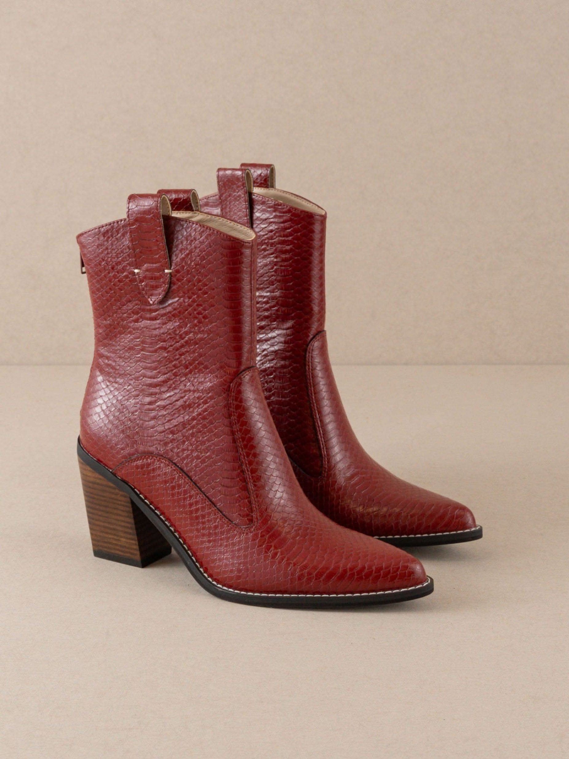 The Tara | Red Two paneled western boot - SwagglyLife Home & Fashion